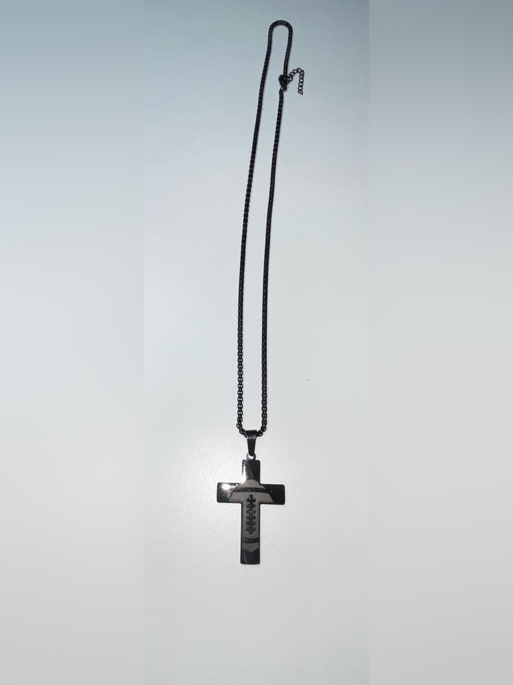 Black Cross Pendant Necklace Joshua 1:9 Bible Verse Inspirational Faith Jewelry